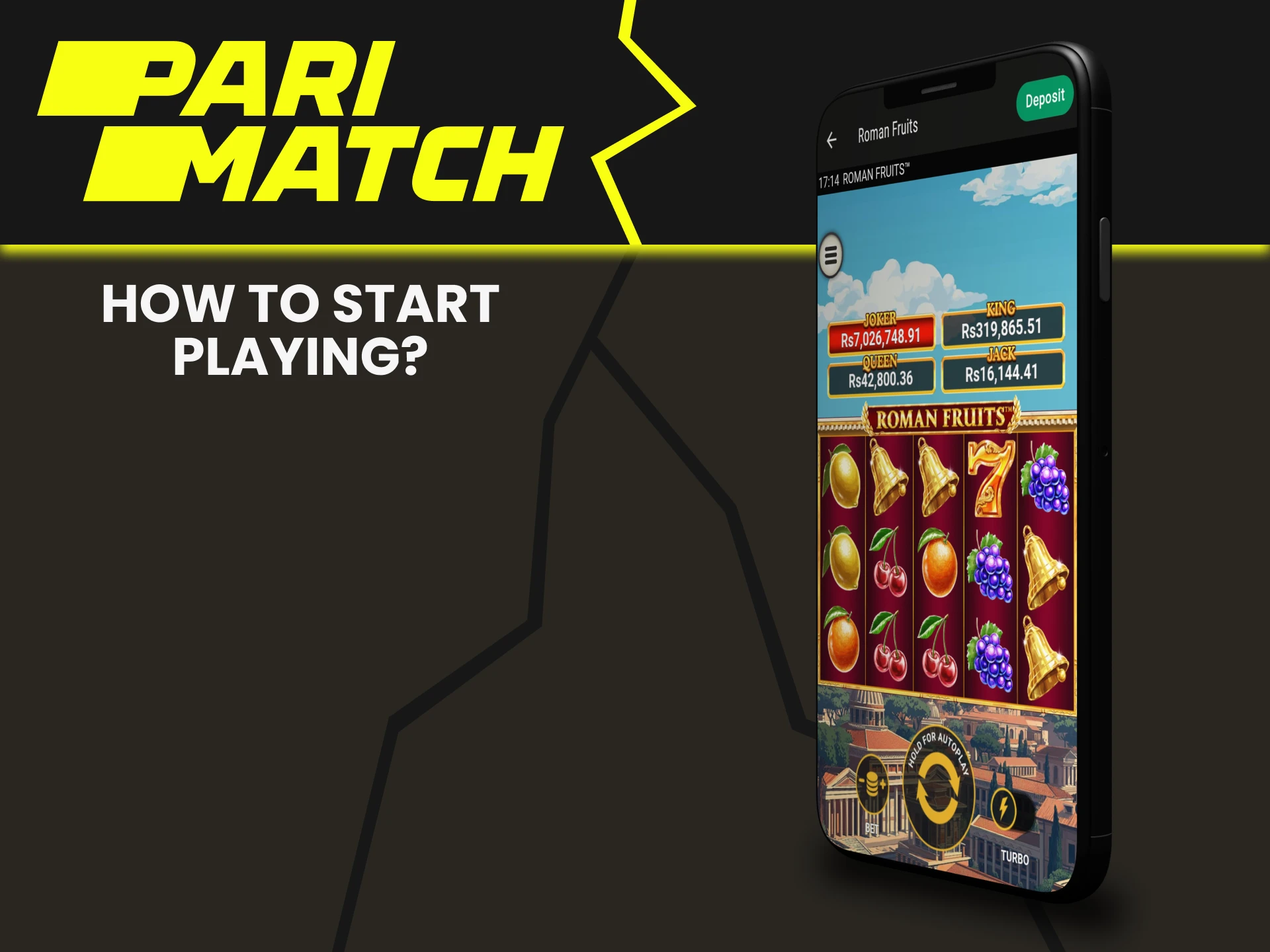 Go to the casino section for games on Parimatch.