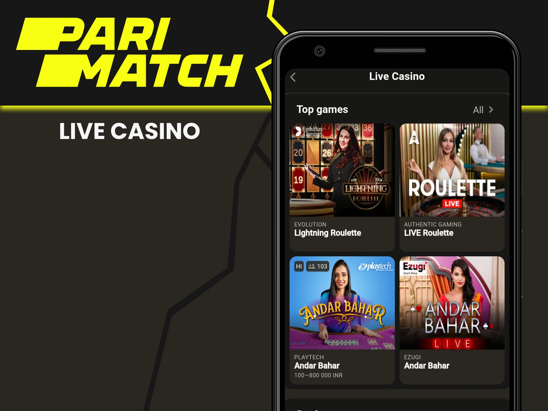 Play live casino with Parimatch.