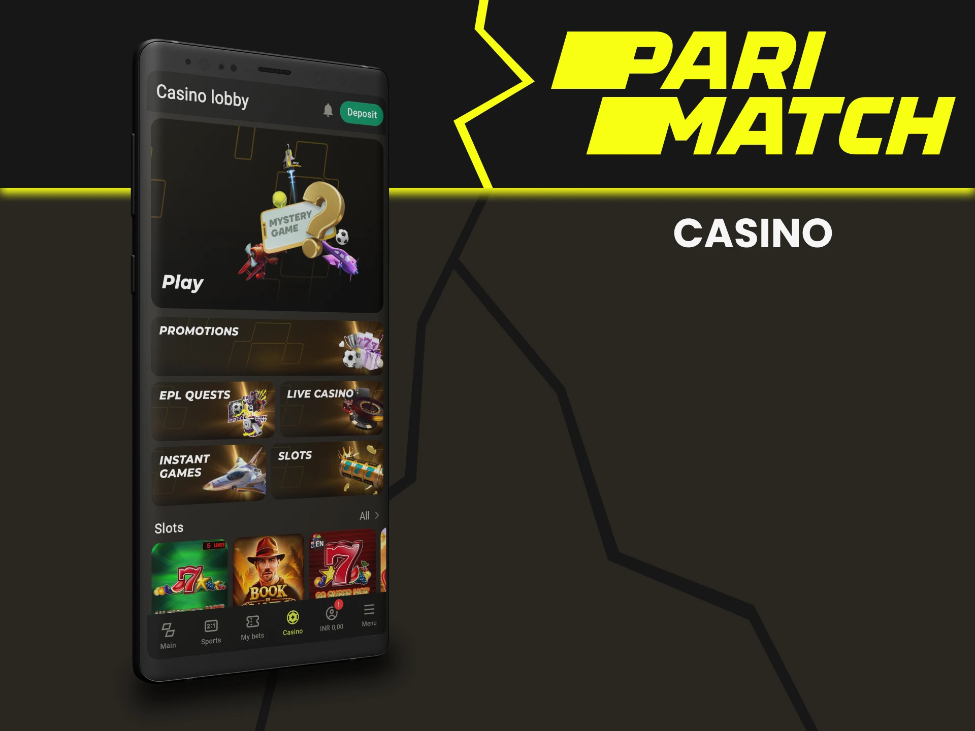 Visit the casino section from Parimatch.