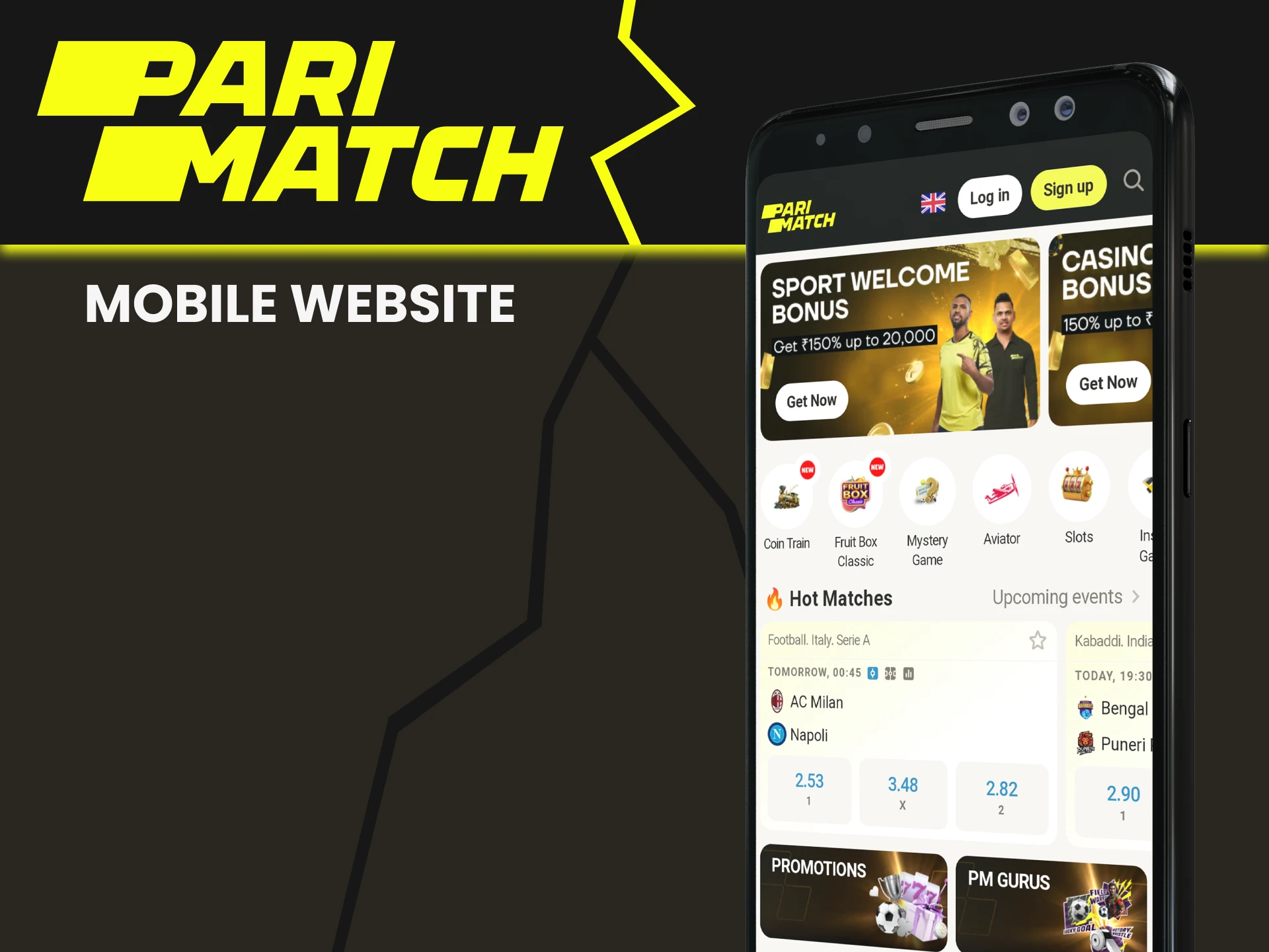 Visit the mobile version of the Parimatch website.