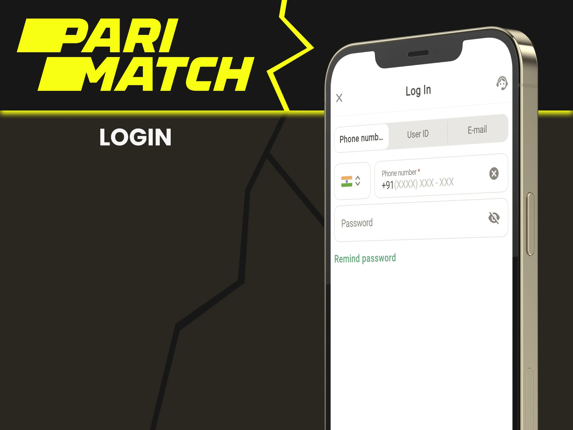 Log in to your personal Parimatch account.