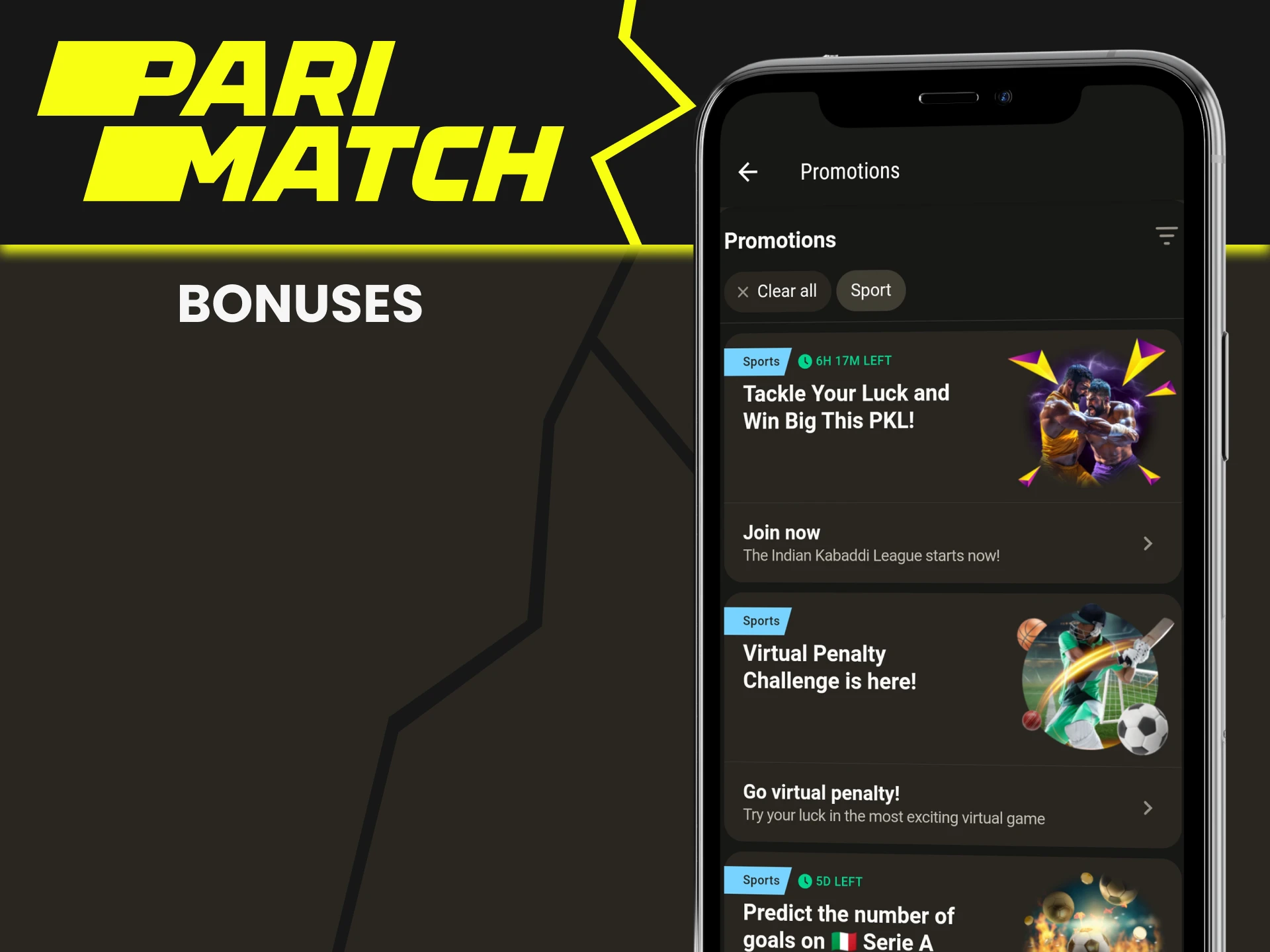 Parimatch offers many bonuses for sports betting.