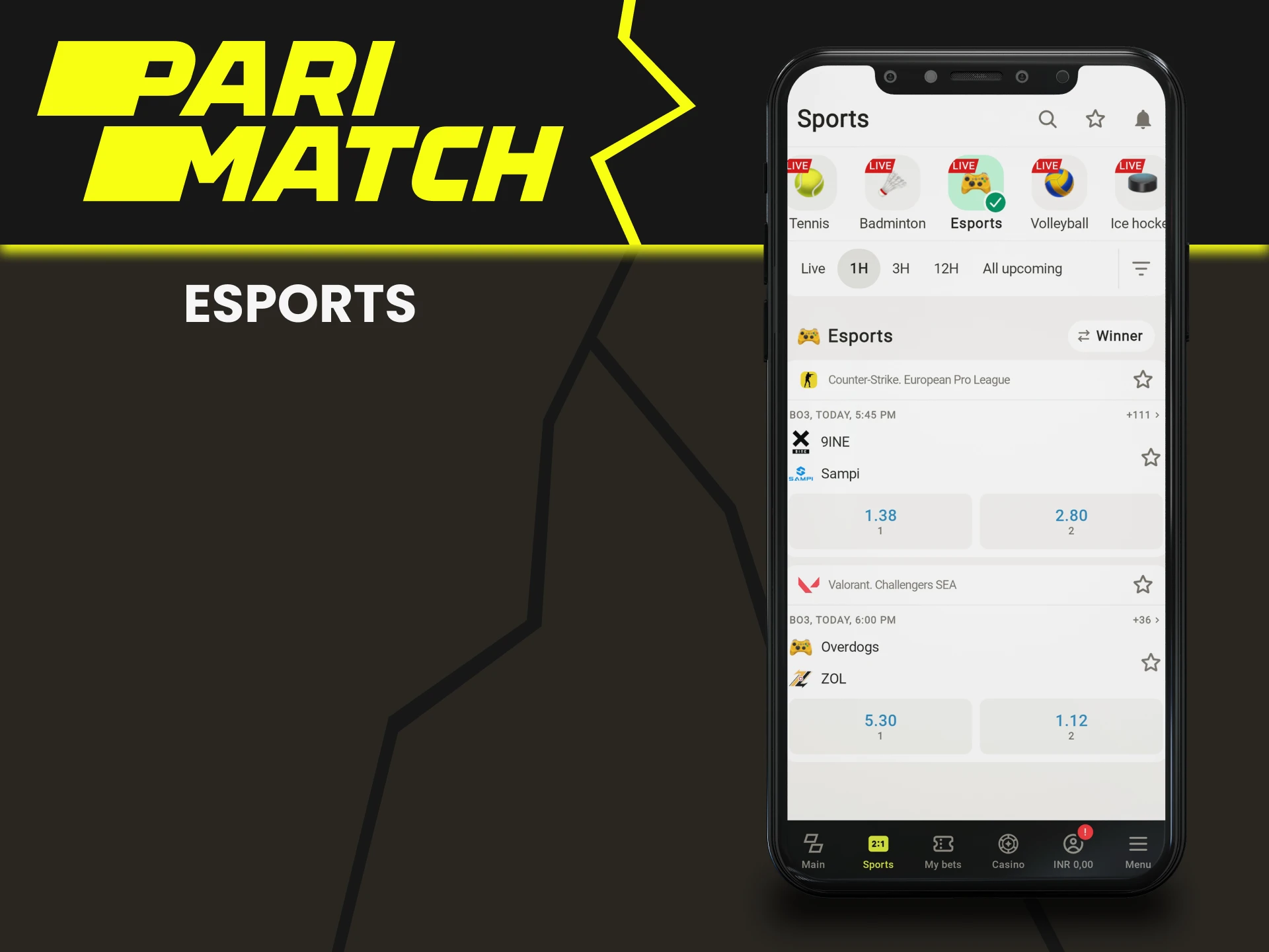 You can bet on eSports from Parimatch.