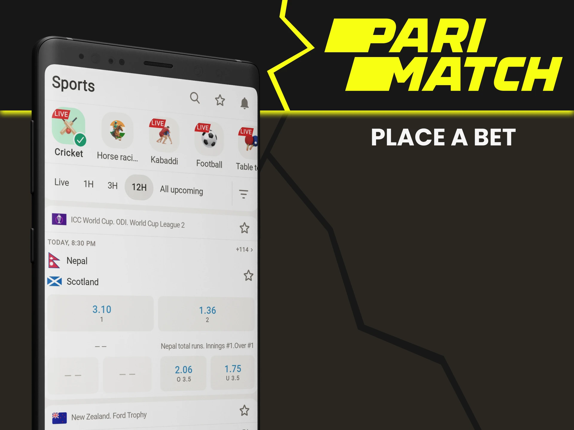 Go to the sports section to bet on Parimatch.