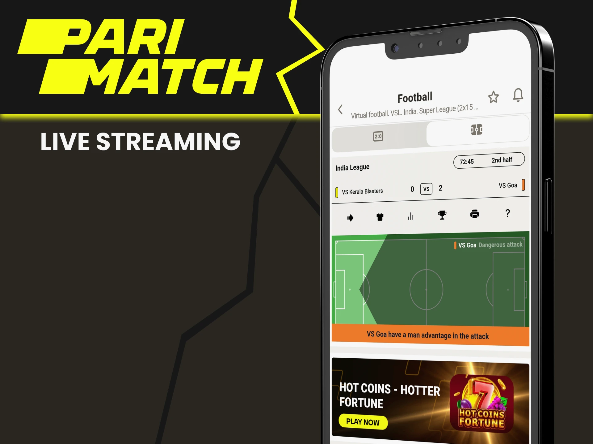 Watch live broadcasts of matches on Parimatch.