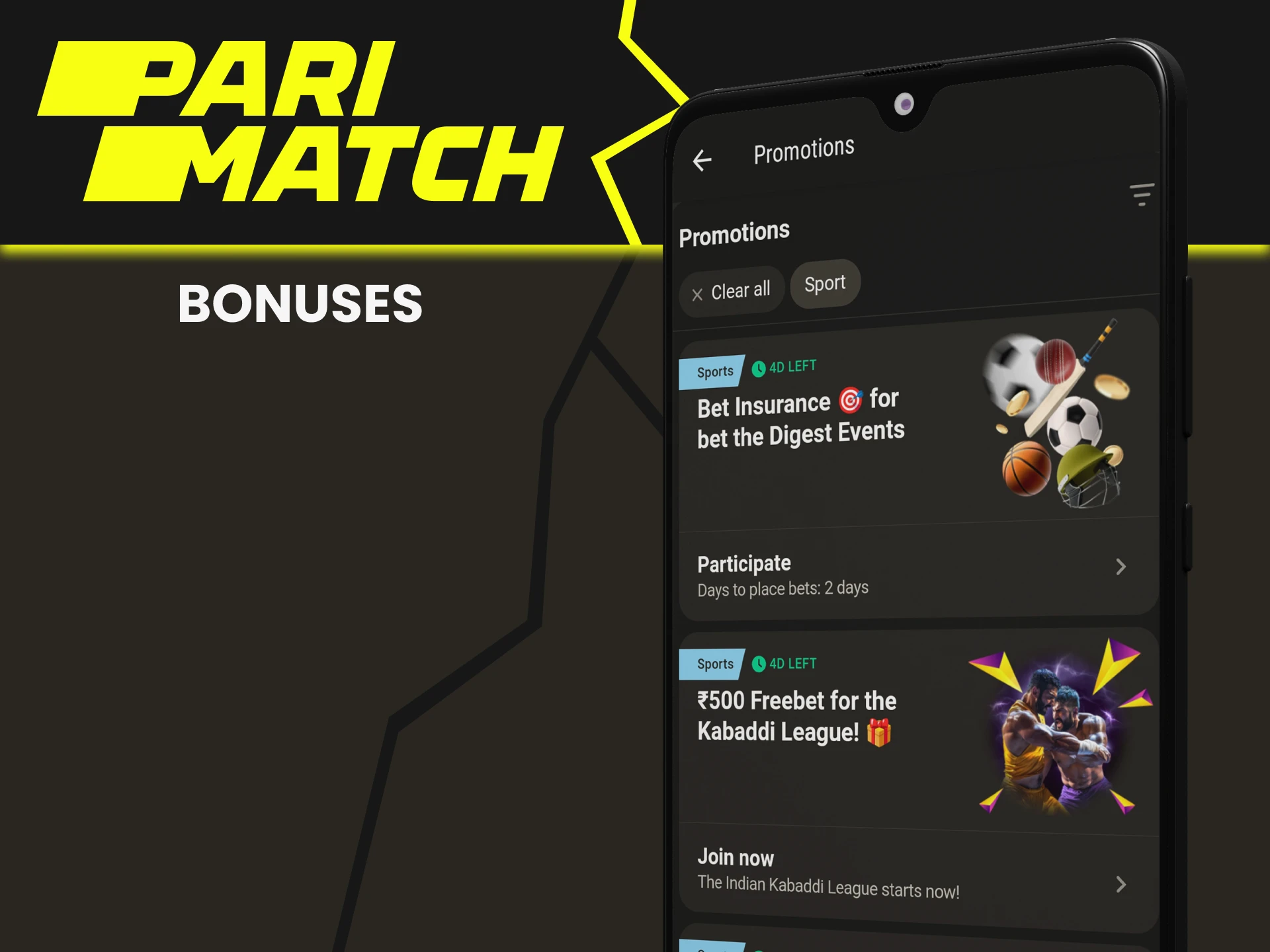 Parimatch gives bonuses for betting on cricket.