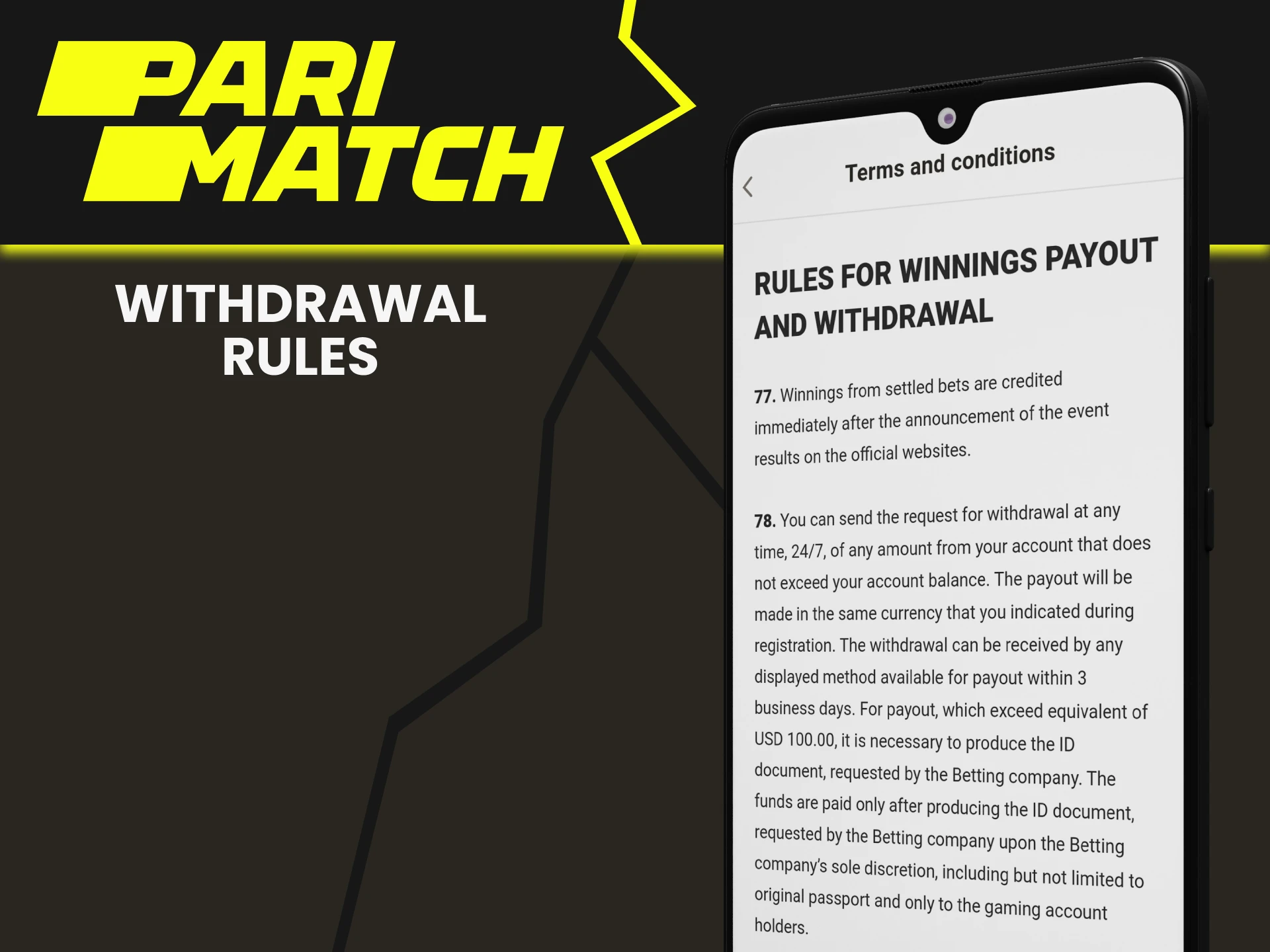 Learn the rules for withdrawing funds on Parimatch.