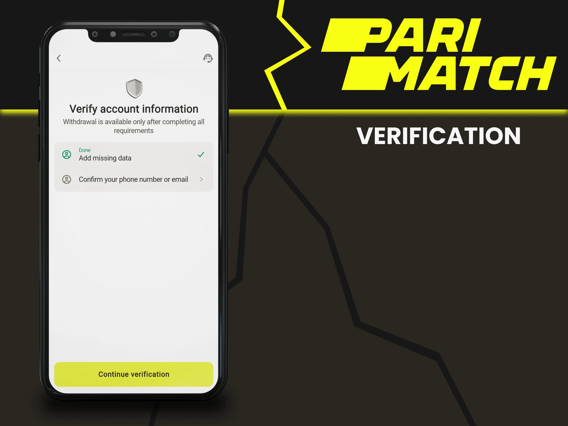 Be sure to fill out all the information for Parimatch.