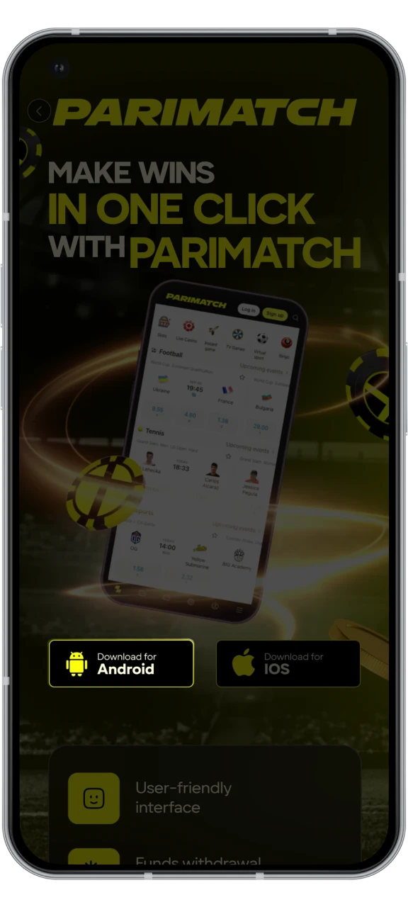 Click the Download for Android button to get the Parimatch APK file.