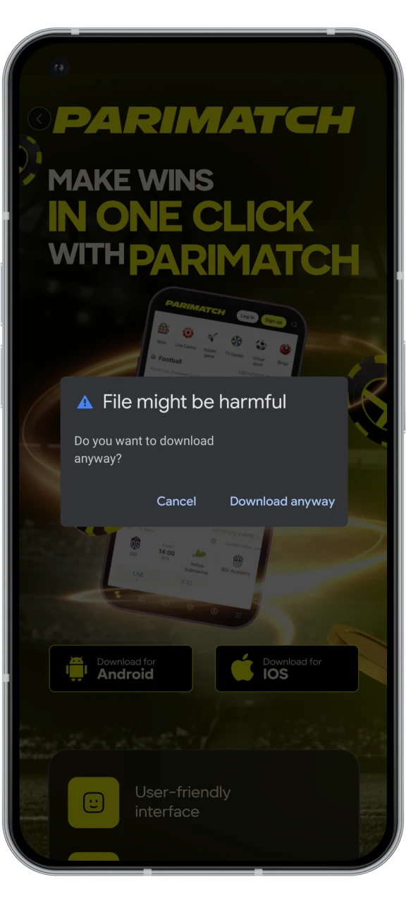 Download the Parimatch APK file to your device.