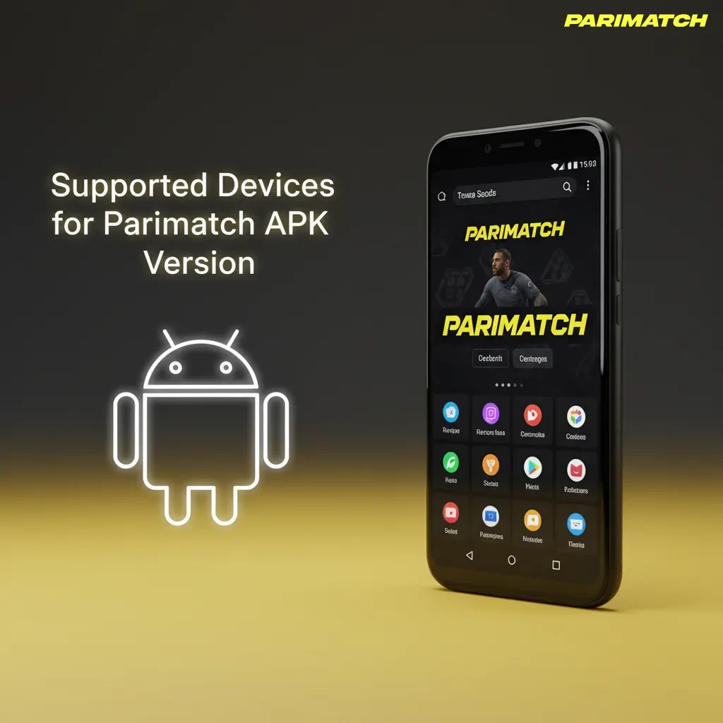 Table of supported Android phones for Parimatch APK: Samsung S24, Pixel 8, OnePlus 12, Xiaomi 14; requires Android 6.0+.