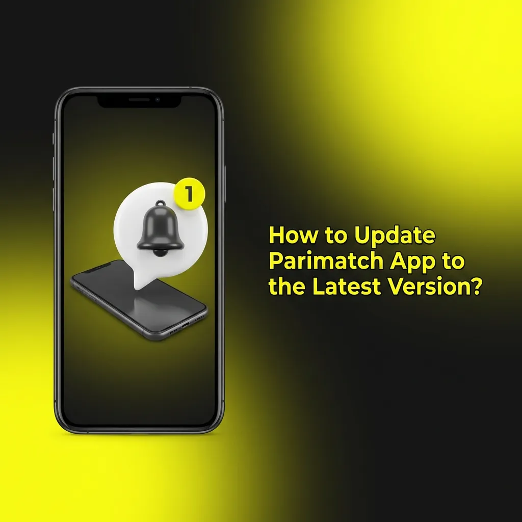 Smartphone screen showing Parimatch app update notification with download button and installation prompt
